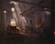 Fernand cormon An Iron Forge painting